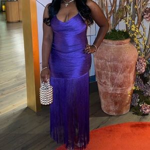 Asos purple fringe maxi dress
